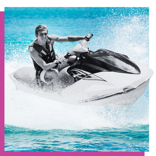 a man riding a jet ski