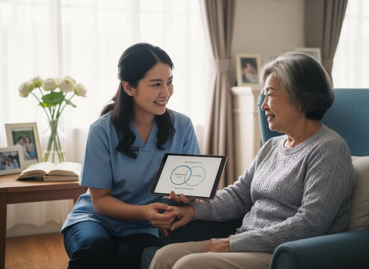 Healthcare Professional Explaining Care Plan to Senior Woman