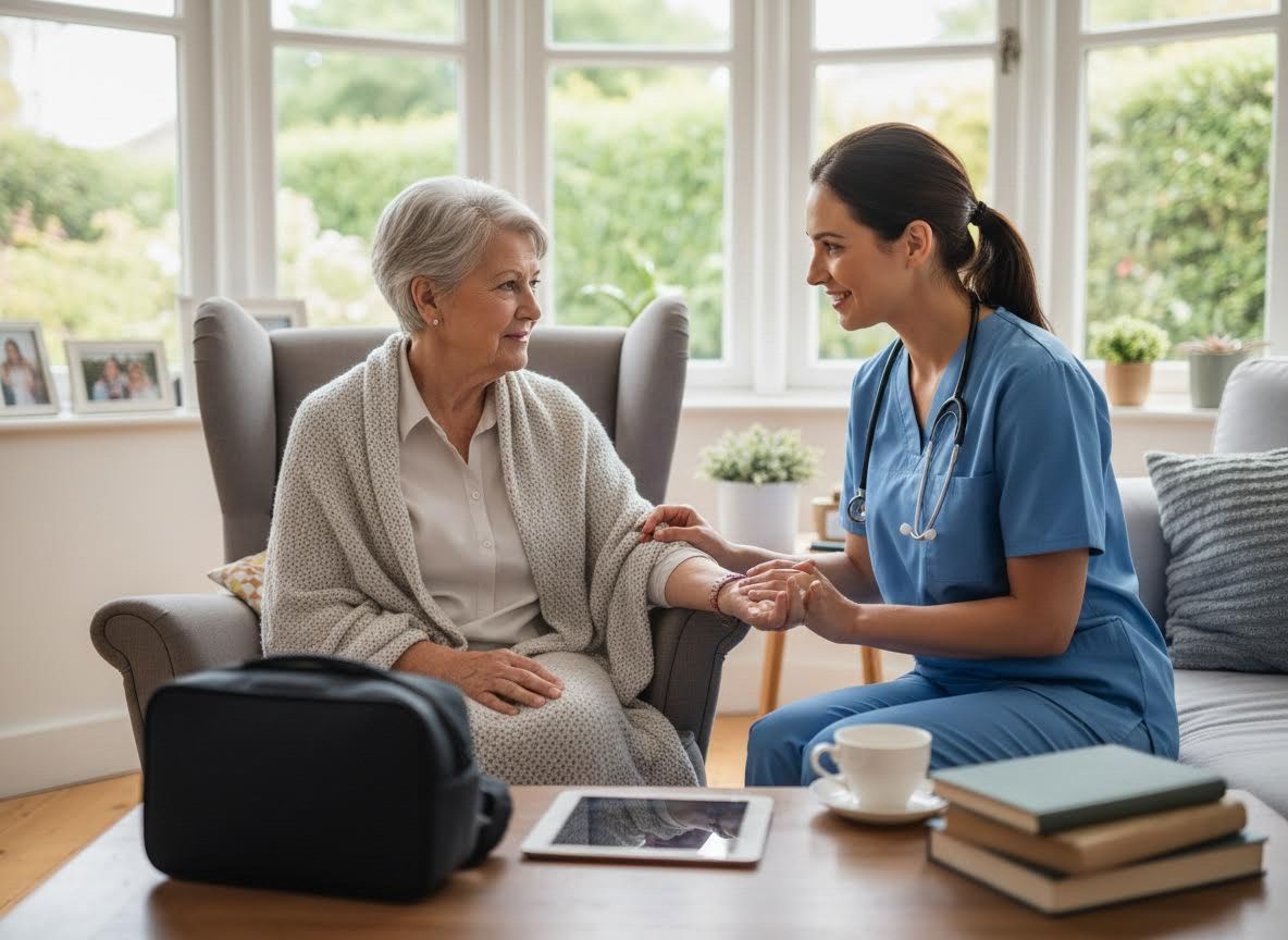 Caregiver Assisting Senior Woman at Home