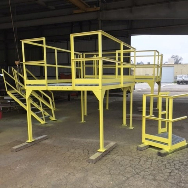 a custom yellow, metal stand