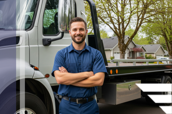 happy tow truck driver