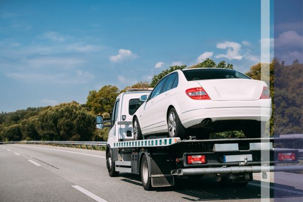 car on a flatbed