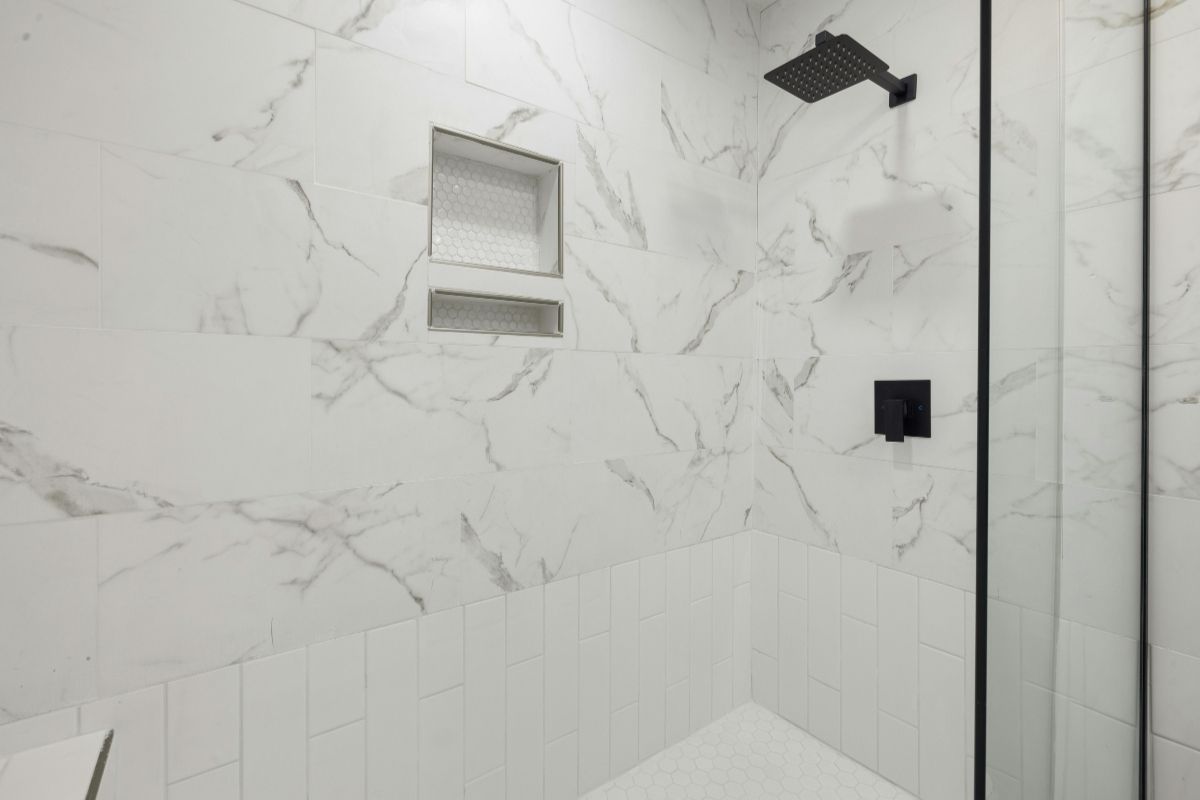 clean tile in shower 