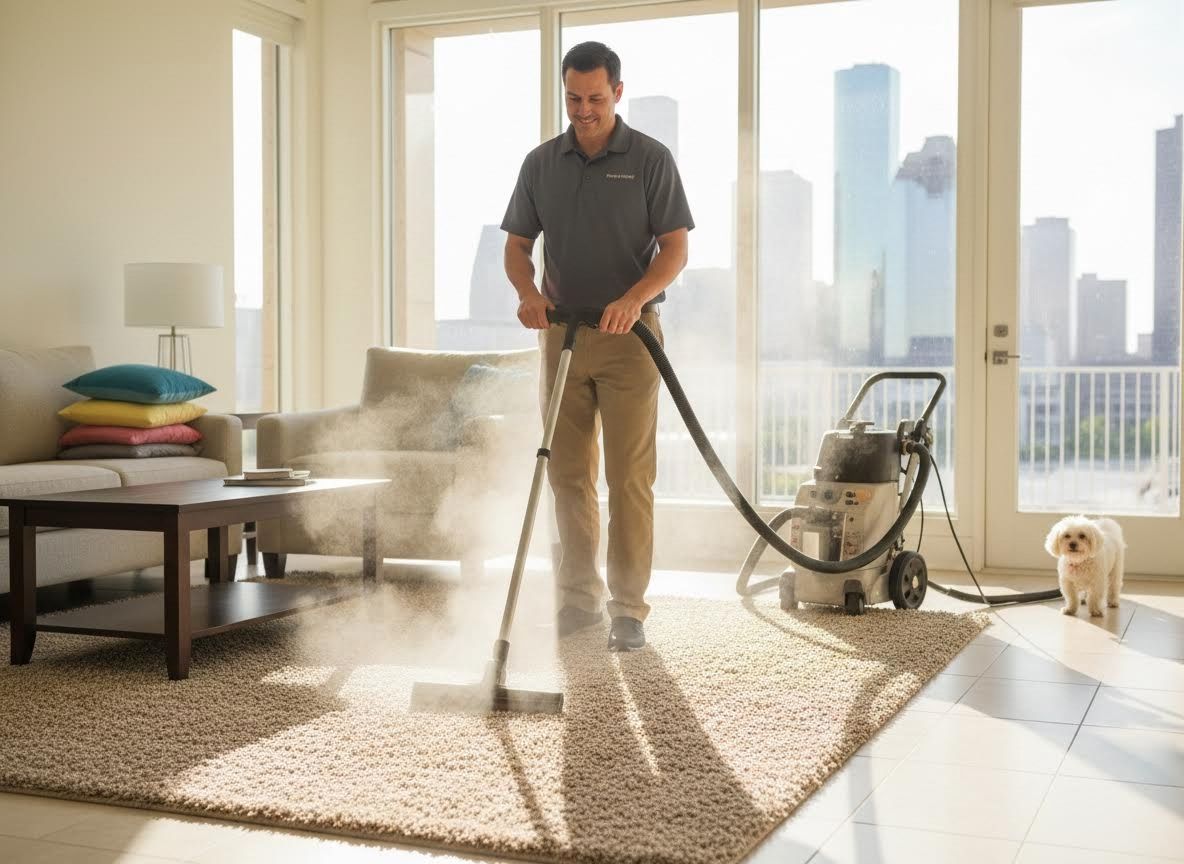 Professional Carpet Cleaning in Modern Apartment