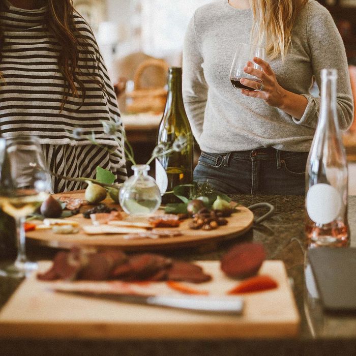 dinner party with charcuterie