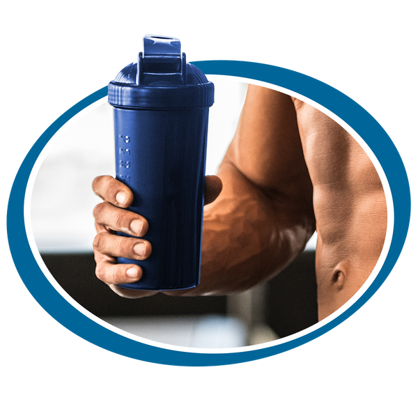 Man holding a protein shake