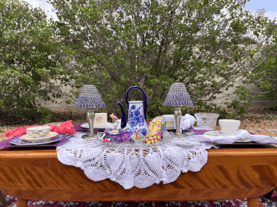 Purple tea party set rental