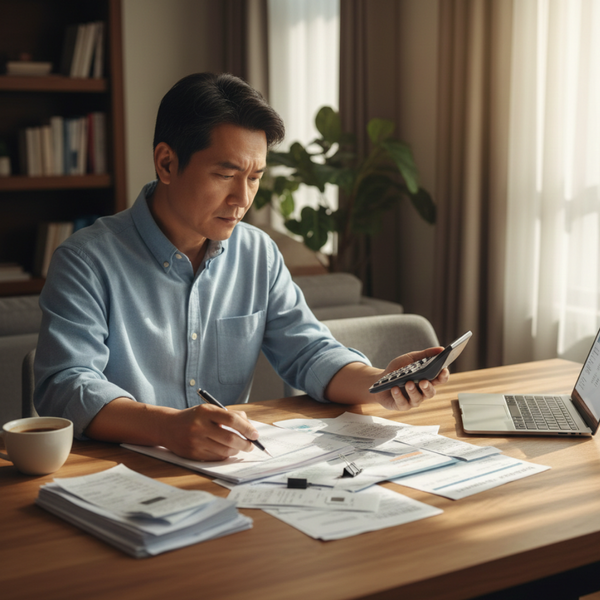 Man going over his bills