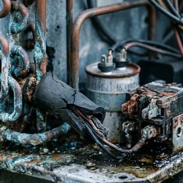 Close-up of internal HVAC components requiring professional hvac repair.