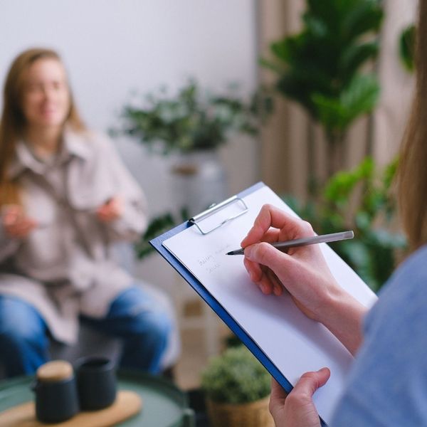 person in therapy talking