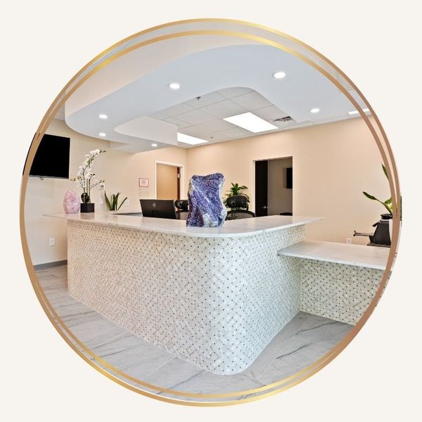 a lobby desk with a large purple geode Medication-Assisted Treatment.jpg