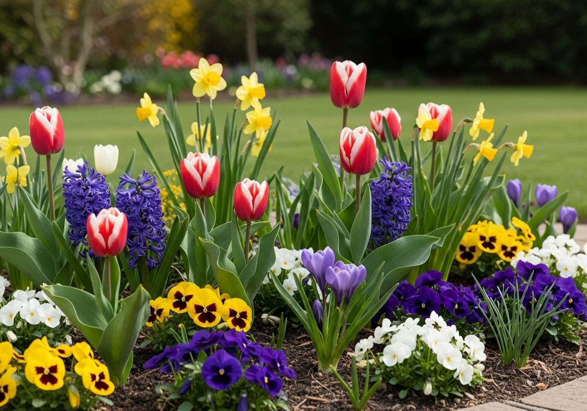 Colorful Spring Flower Bed
