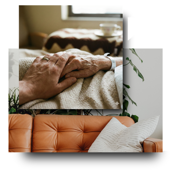 Caregiver holding hands with a patient