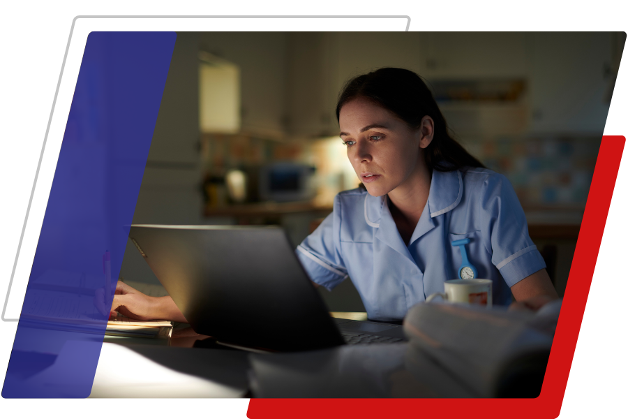 woman studying at home