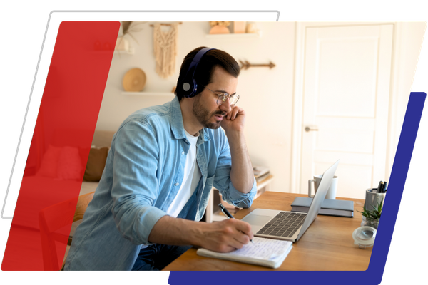 man studying at home