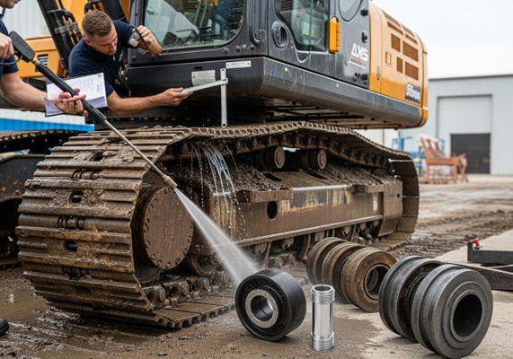 Excavator Track Maintenance and Cleaning