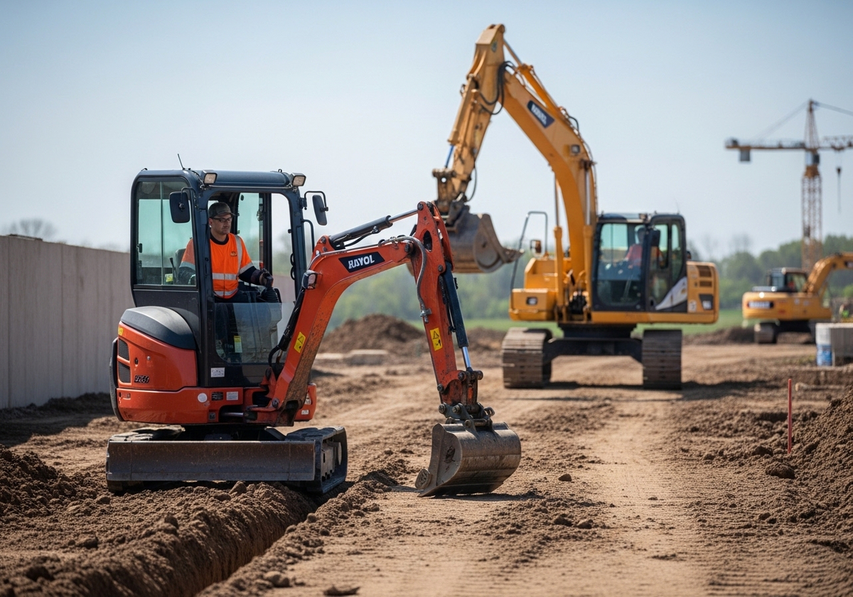 Excavators working on a construction site