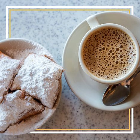 beignets and a cup of coffee