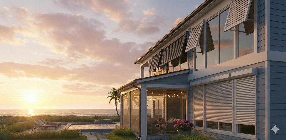 Beautiful Houson Home on the Gulf Coast with Hurricane Shutters, a motorized patio screen, and roll down hurricane shutters.png