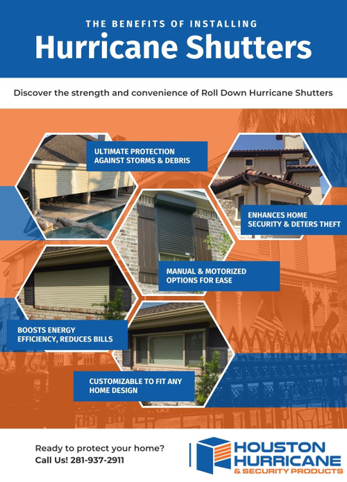 Infographic with the benefits of hurricane shutters
