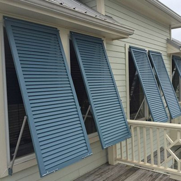 An image of Bahama Shutters from Houston Hurricane & Security Products.