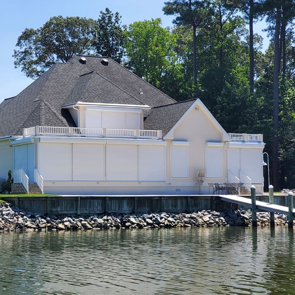 Home with hurricane shutters