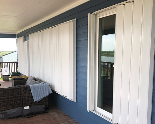 Accordion shutters offer superior value in hurricane protection. They not only can be used to protect windows and doors, but they also can be used to help secure patios, balconies, and terraces, all of which have large expanses. Accordion hurricane shutters are constructed of highly-durable, extruded aluminum panels that expand along a top and bottom track and lock together to provide maximum protection against storms, high-winds, flying debris, and forcible entry. Additionally, they are appealing, easy to operate, and can be installed to meet your unique door and window hurricane protection needs. Accordion shutters offer superior value in hurricane protection. They not only can be used to protect windows and doors, but they also can be used to help secure patios, balconies, and terraces, all of which have large expanses. Accordion hurricane shutter