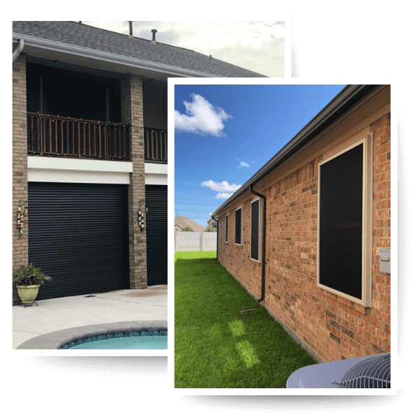 two images of roll-down shutters