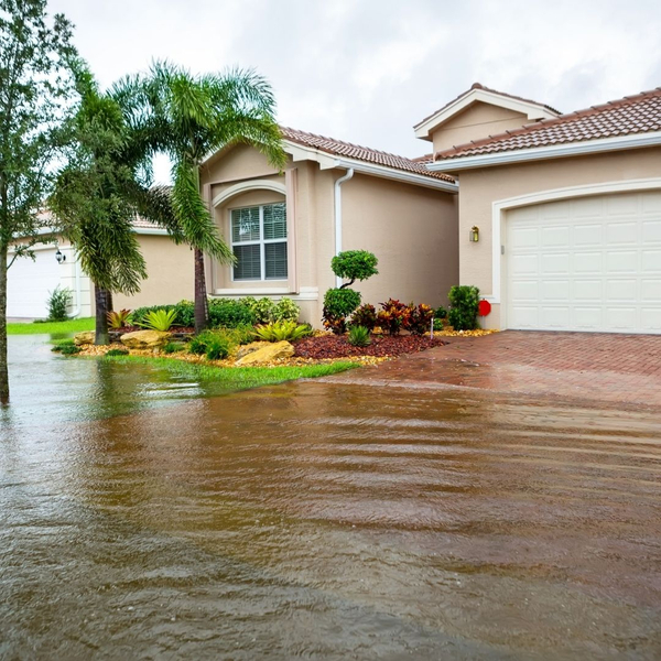 A home with flooding out front