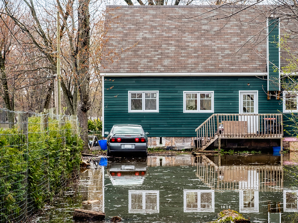 A home with flooding in their yard