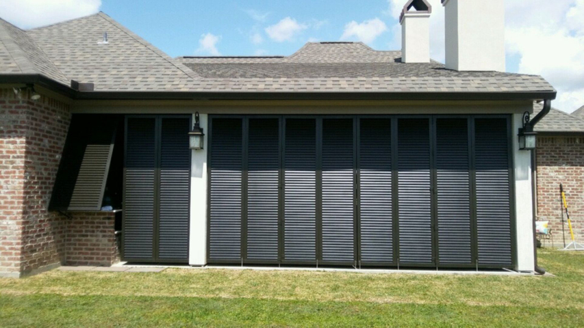 hurricane louver protecting patio