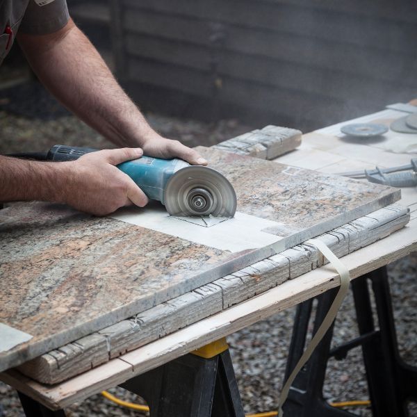 cutting marble countertop