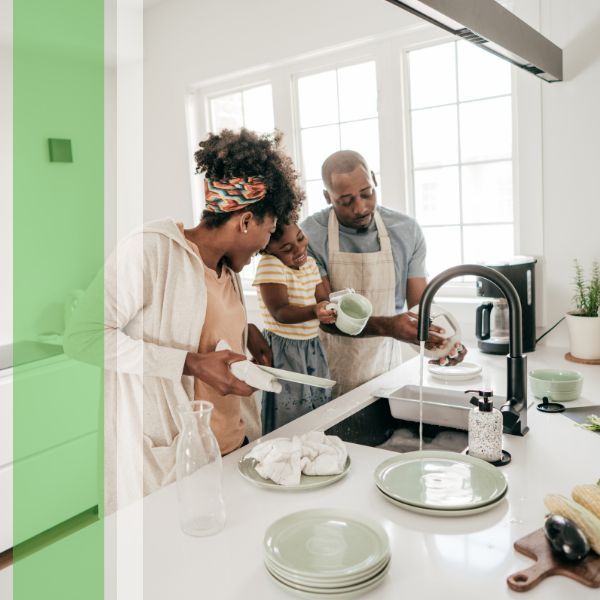 Family in kitchen