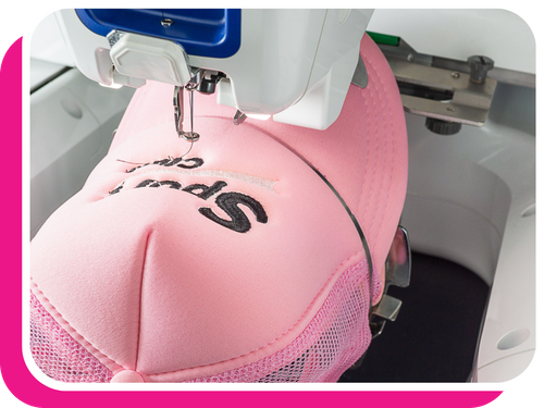 embroidering a hat