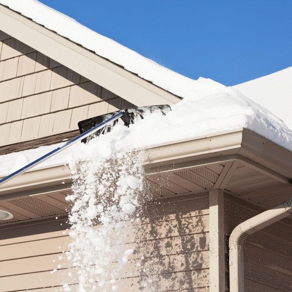 scraping snow off of roof