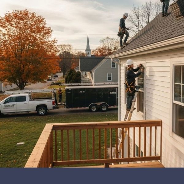 contractors working on roof and windows