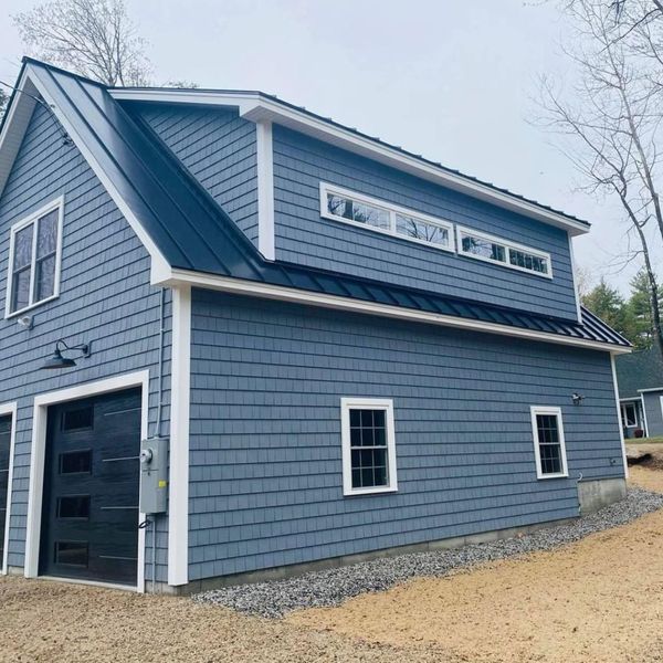 house with blue siding