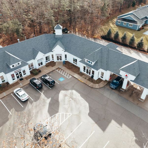 aerial view of rural offices building