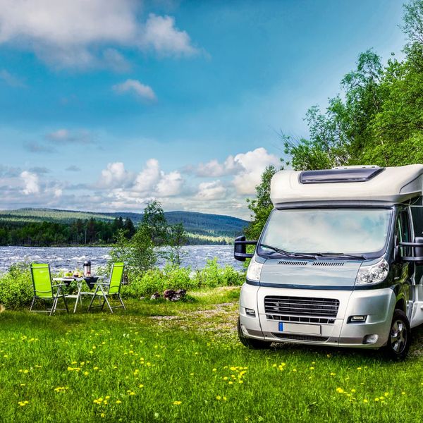motorhome by a river