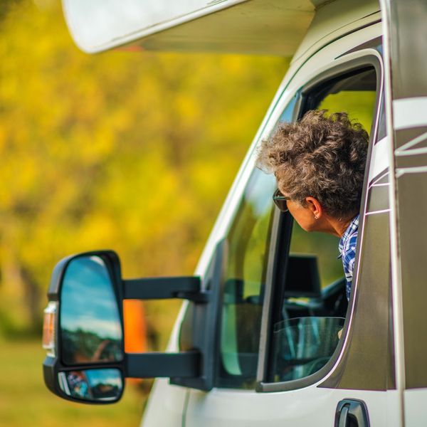 guy looking out rv window