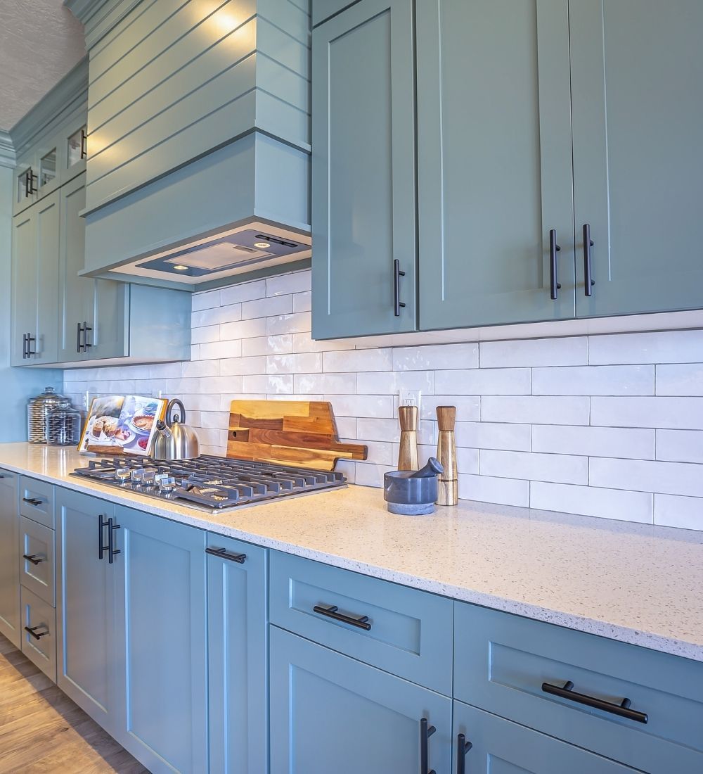 teal cabinets
