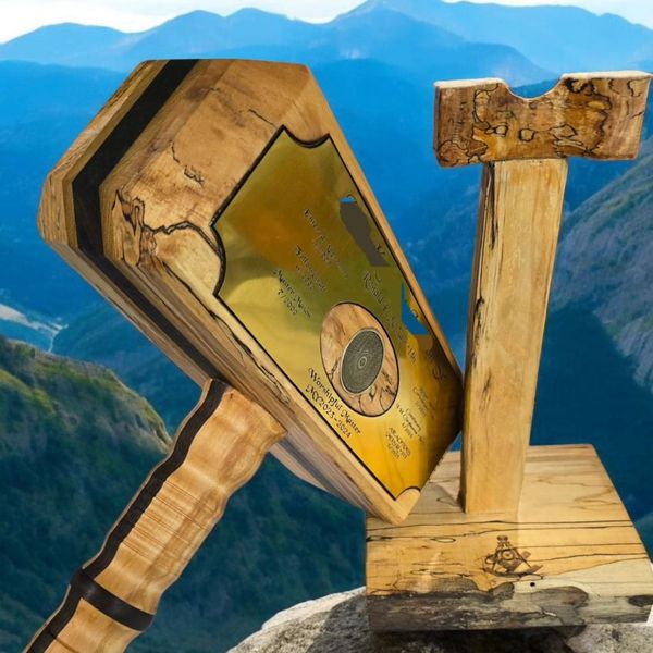 A custom wooden hammer
