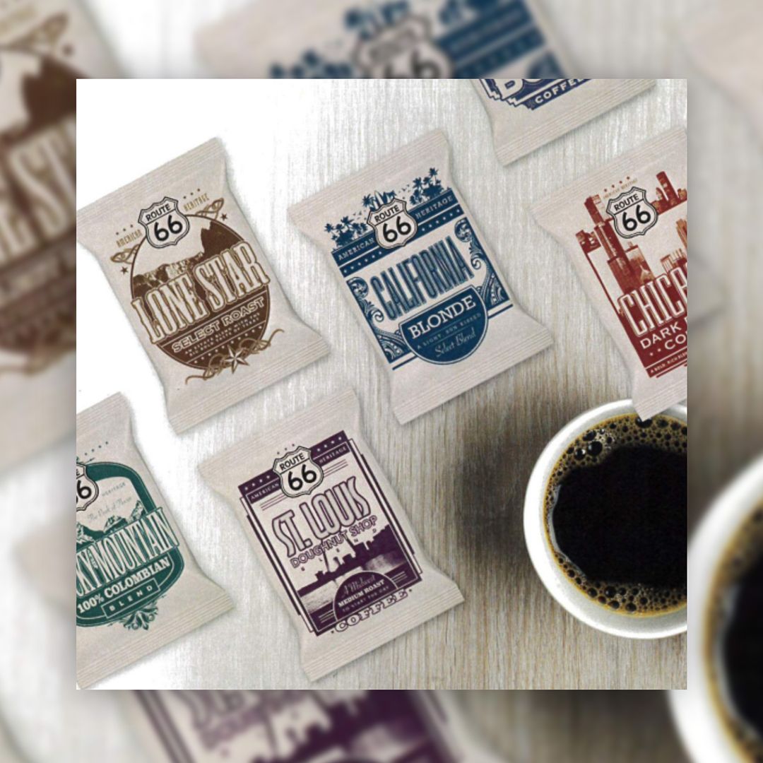  Mini individual bags of custom coffee from Route 66.