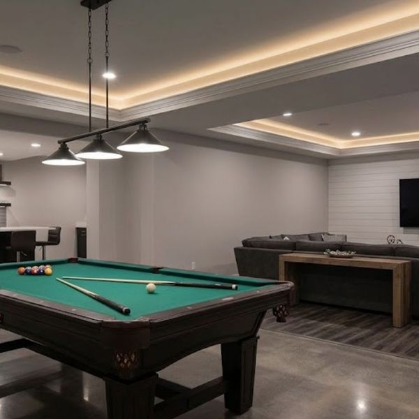 pool table in basement 