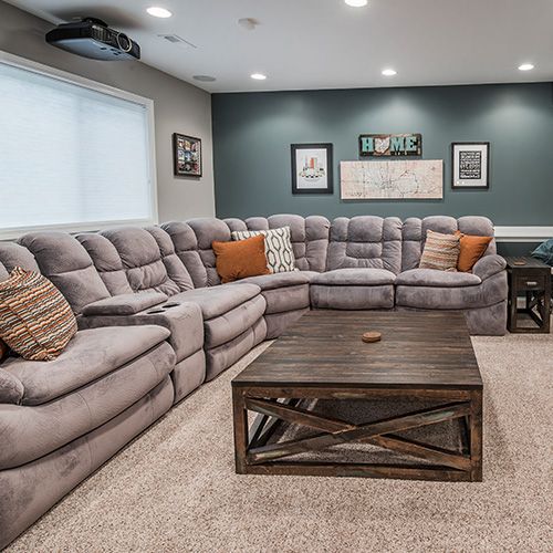 Renovated living space in basement