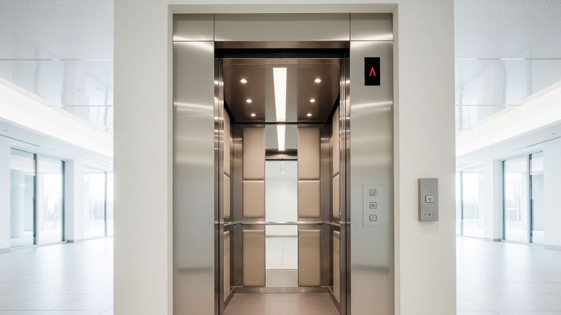 modern and reliable elevator in a bright commercial building lobby