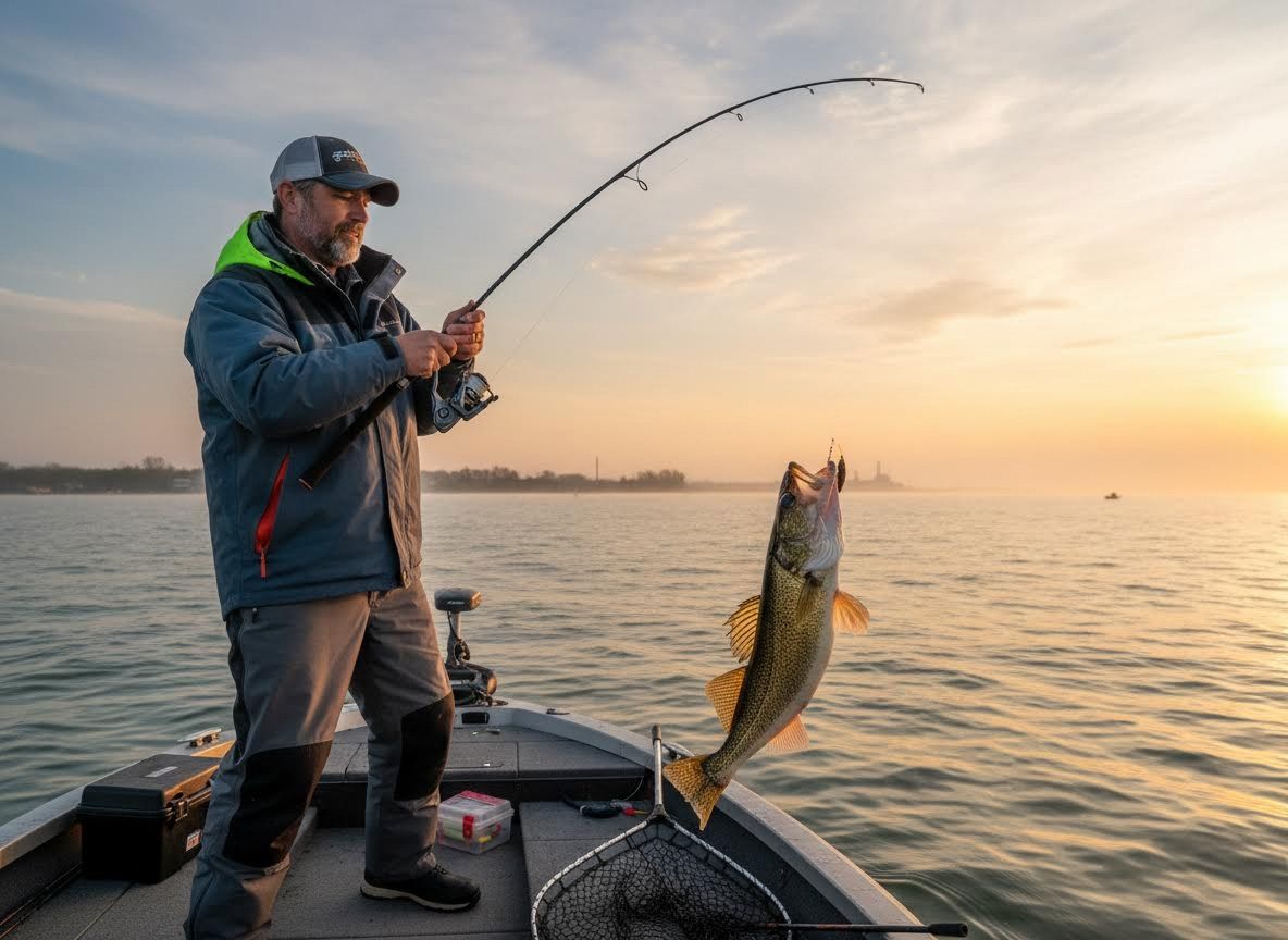 Exciting Fishing Catch at Sunrise