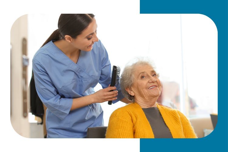 Person brushing an elderly person's hair