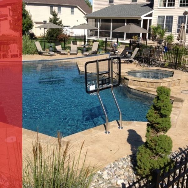 custom concrete around backyard pool