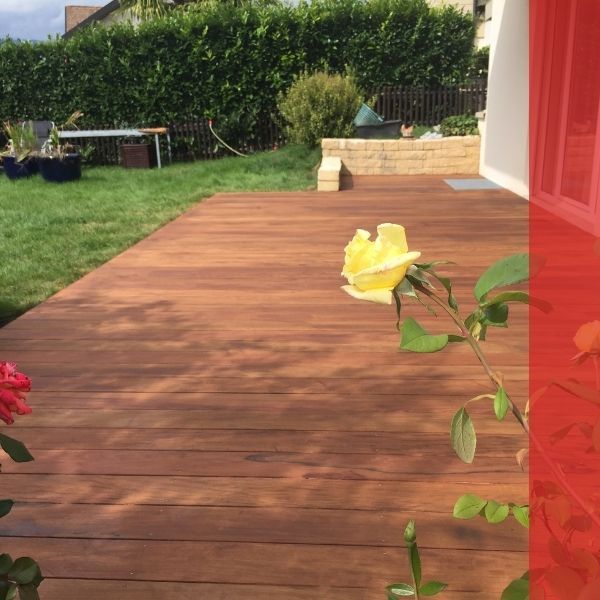 Wood patio on home
